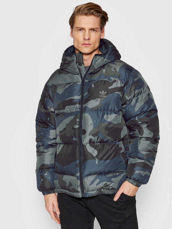 adidas Dūnu jaka Camo H13566 Zaļš Regular Fit