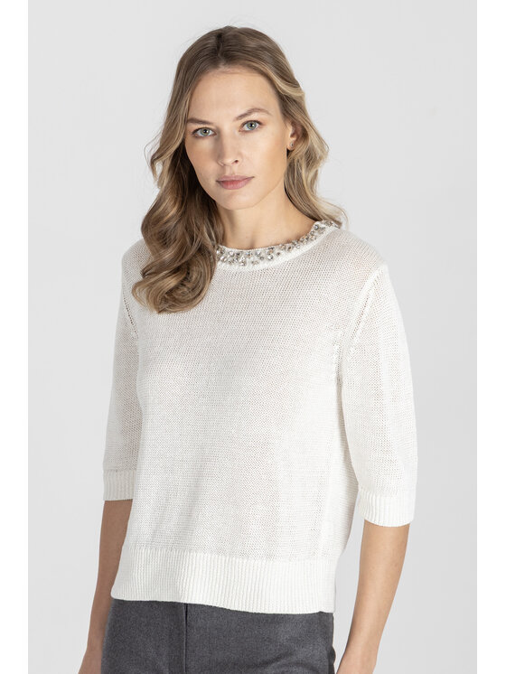 Deni Cler Milano Deni Cler Milano Sweter T-DC-S207-F2-60-11-1 Biały Regular Fit
