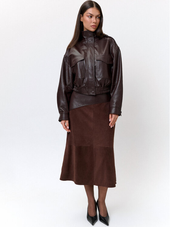 FAN LEATHER FAN LEATHER Kurtka skórzana JTLW854-50 Brązowy Loose Fit