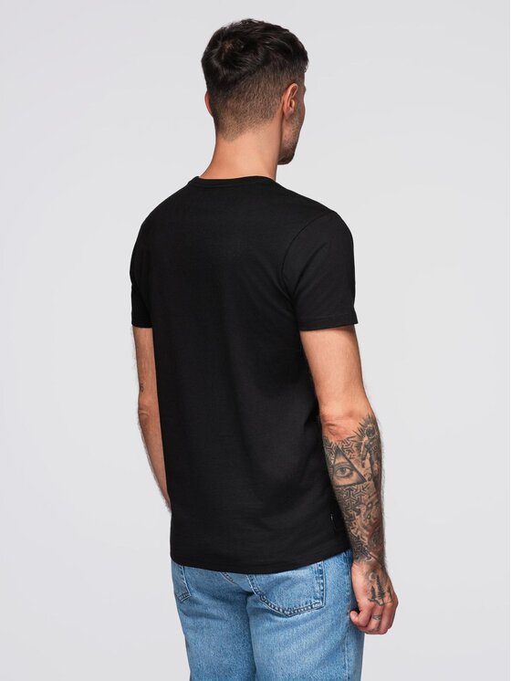Ombre Ombre T-Shirt OM-TSPT-0166 Czarny Regular Fit