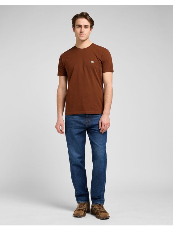 Lee Lee T-Shirt SS PATCH LOGO TEE Brązowy Regular Fit
