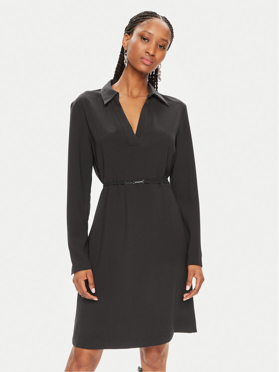 Calvin Klein Calvin Klein Rochie tip cămașă K20K207152 Negru Regular Fit
