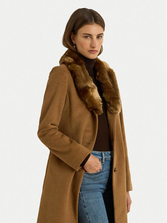 LAUREN RALPH LAUREN LAUREN RALPH LAUREN Gyapjú kabát 297P04148002 Barna Straight Fit
