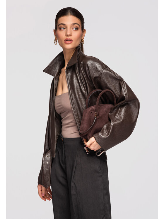 Ombre Ombre Kurtka przejściowa OW-JAFL-0109 Brązowy Loose Fit