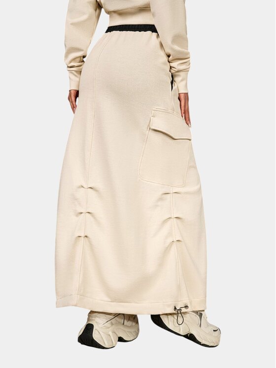 MADE BY SOCIETY MADE BY SOCIETY Spódnica maxi Fusta TEXTURE - F27140 Beżowy Basic Fit