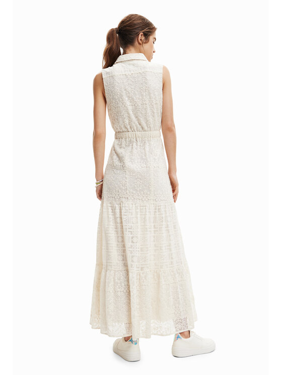 Desigual Desigual Srajčna obleka Moon 23SWVW59 Écru Regular Fit