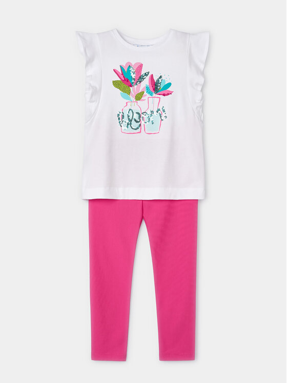 Mayoral Mayoral Комплект тишърт и клин 3703 Розов Regular Fit