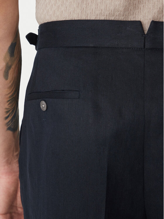 BOSS BOSS Hlače iz tkanine H-Perino 50563231 Mornarsko modra Relaxed Fit