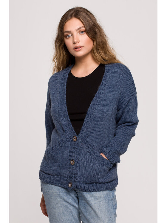 BeWear BeWear Sweter BK074 Niebieski Comfortable Fit