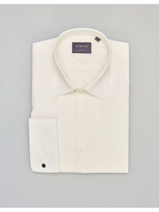 Borgio Borgio Koszula mozza Beżowy Slim Fit