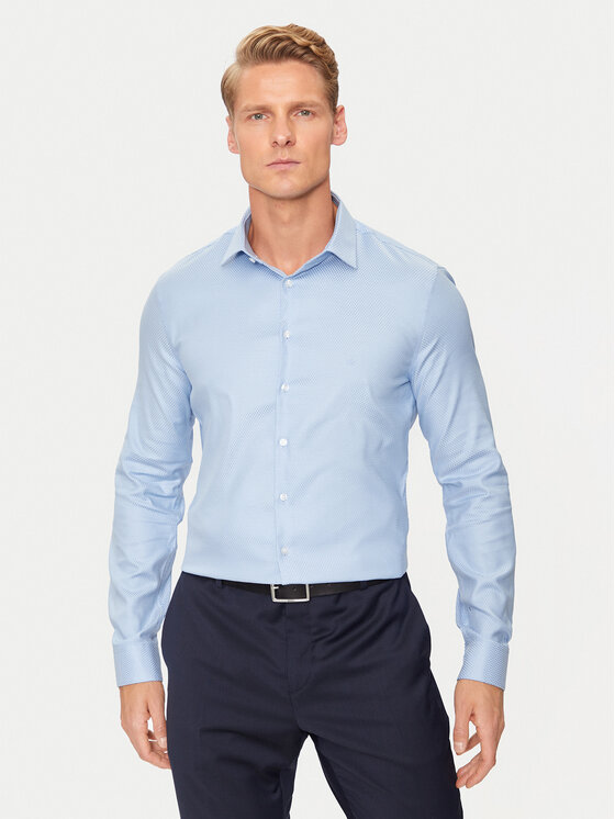 Calvin Klein Krekls K10K113528 Gaiši zils Slim Fit