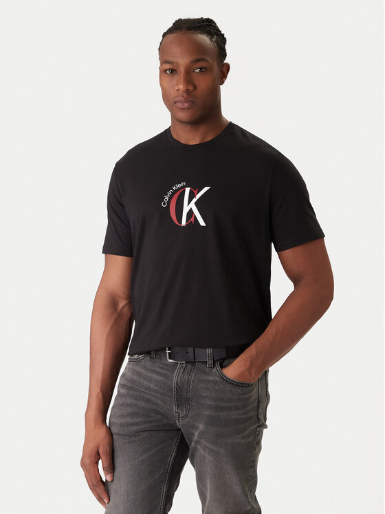 Calvin Klein Jeans Calvin Klein Jeans Póló 2Tone Graphic LV14RE829G Fekete Regular Fit
