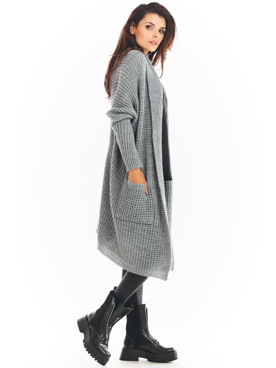 Awama Awama Kardigan A391 Szary Basic Fit