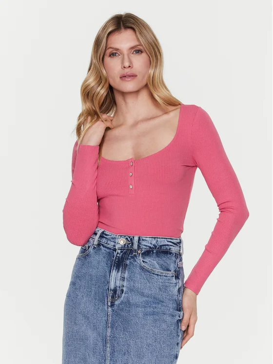 Guess Bluse Karlee W2YP46 KBCO2 Rosa Slim Fit