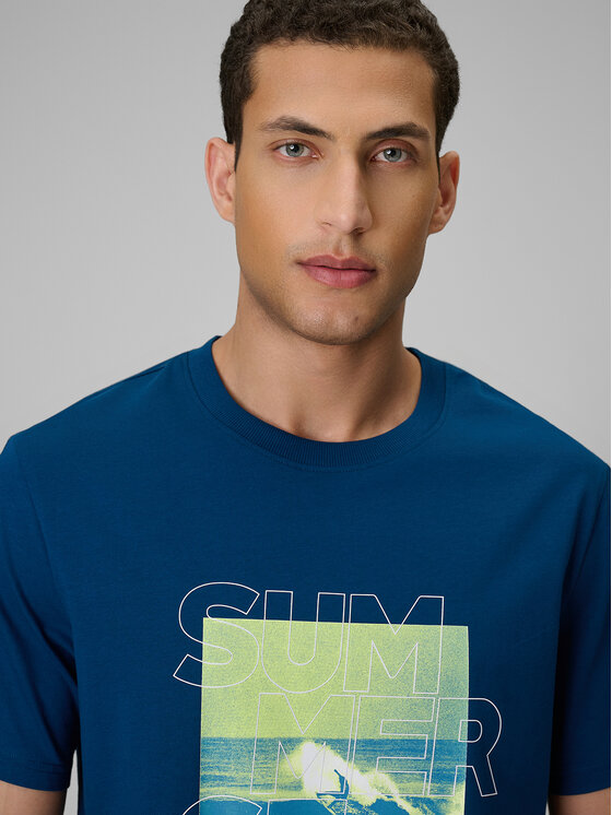 4F 4F T-Shirt BEACHWEAR Turkusowy Regular Fit