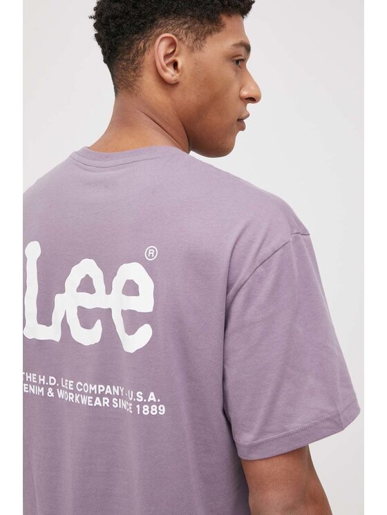 Lee Lee T-shirt LOGO LOOSE TEE Viola Regular Fit