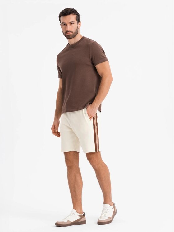 Ombre Ombre Szorty materiałowe OM-SRSK-0156 Écru Regular Fit