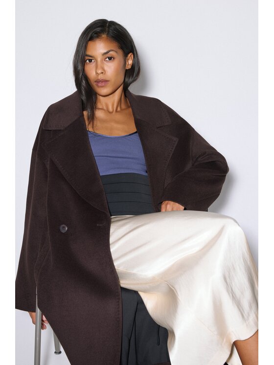 Estro Estro Cappotto di lana ER00120608 Marrone scuro Loose Fit