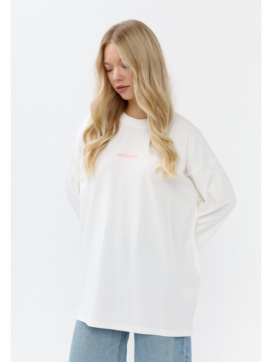 Mirons Mirons Longsleeve Print Biały Oversize