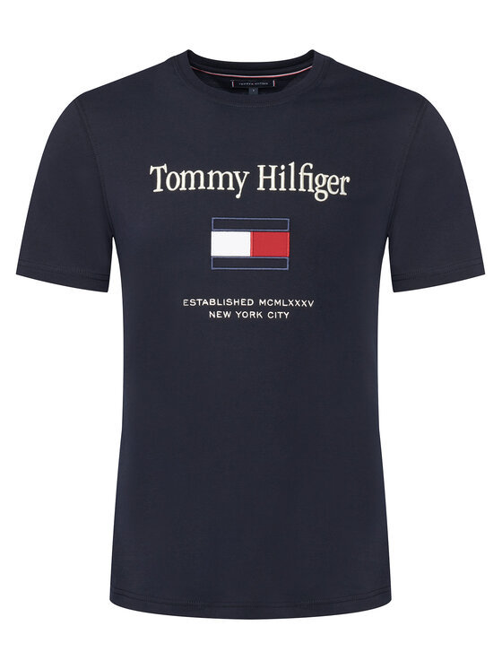 Tommy Hilfiger Tommy Hilfiger Тишърт Embro Flag MW0MW42736 Тъмносин Regular Fit