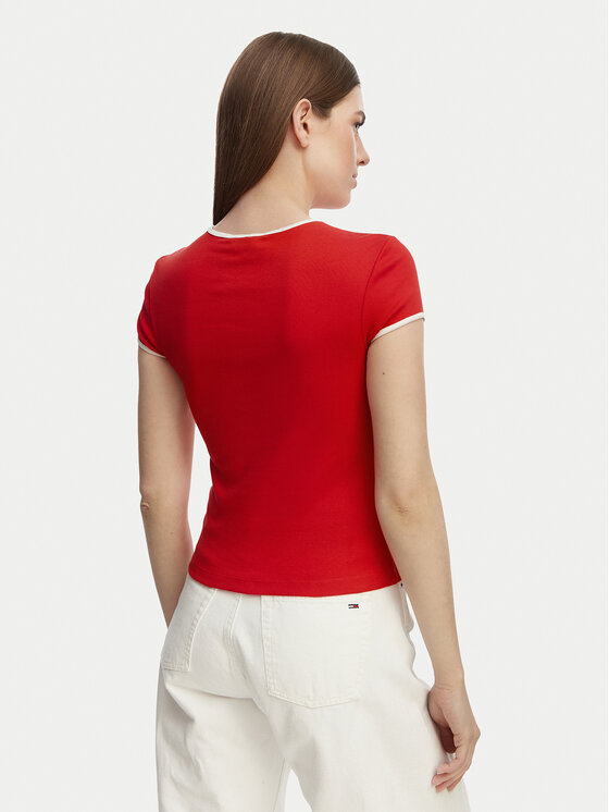 Tommy Hilfiger Tommy Hilfiger Marškinėliai WW0WW49245 Raudona Slim Fit