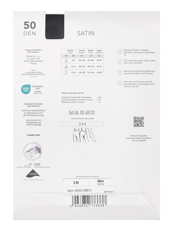 Esotiq Esotiq Rajstopy 45332 Czarny