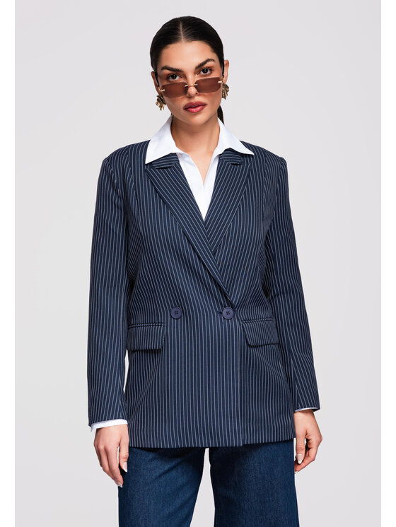 Ombre Ombre Marynarka OW-BLZB-0113 Granatowy Slim Fit