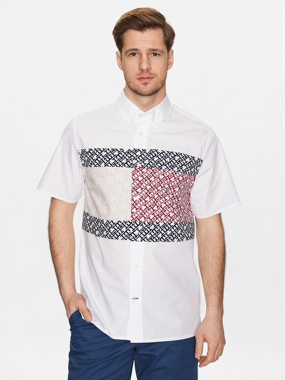 Férfi Ing Tommy Hilfiger, Méret: L, Fehér, Monogram Blocking MW0MW30628