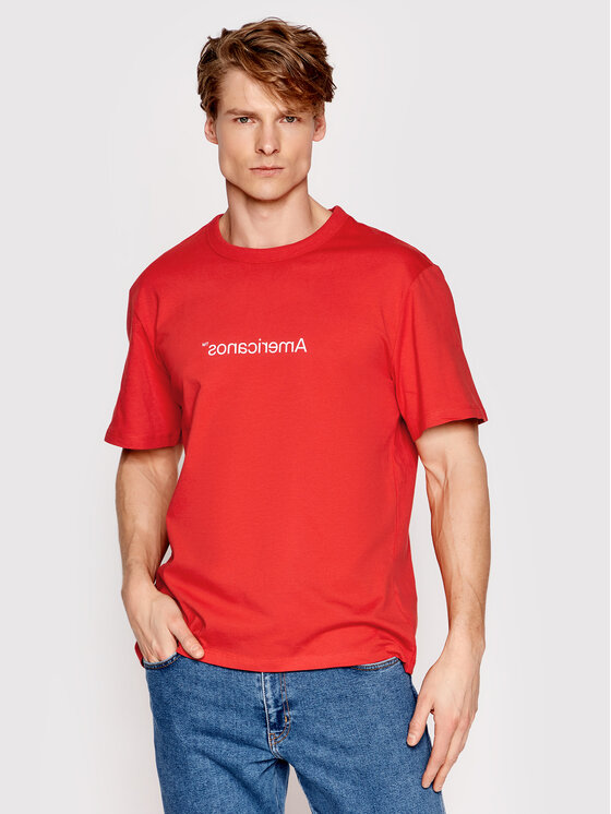 Americanos Americanos T-Shirt America Czerwony Regular Fit