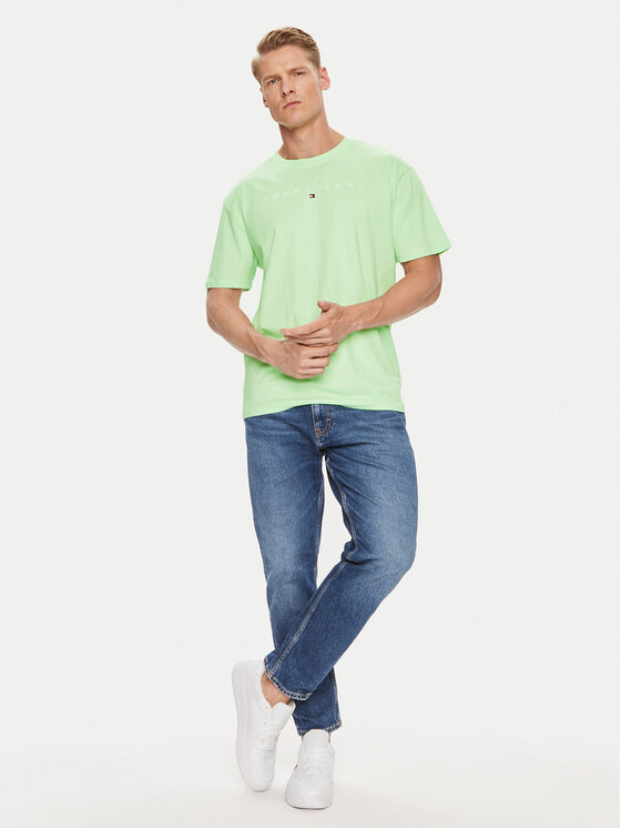 Tommy Jeans Tommy Jeans T-Shirt Linear Logo DM0DM17993 Zelená Regular Fit