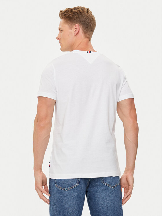 Tommy Hilfiger Tommy Hilfiger Тишърт Global Stripe MW0MW34388 Бял Regular Fit