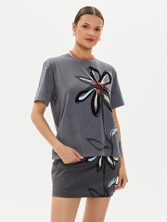 Desigual Tricou Dante 24WWTKX5 Gri Regular Fit