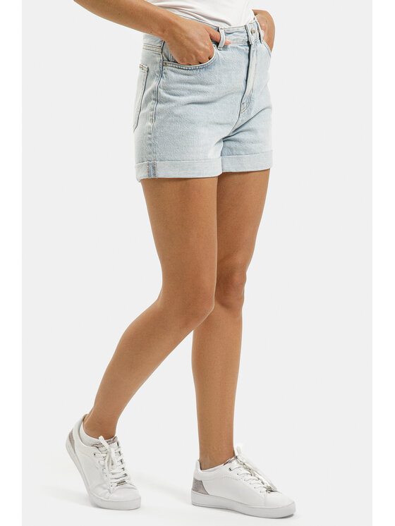Cross Jeans Cross Jeans Szorty jeansowe F 418-022 Niebieski Mom Fit