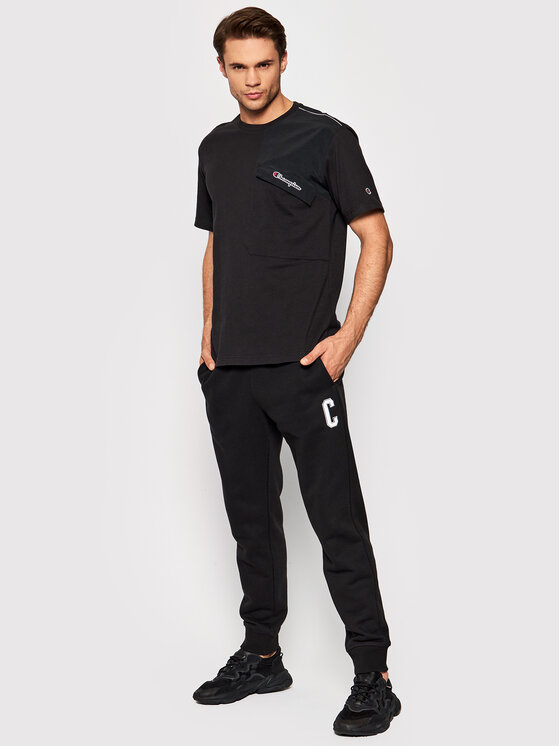 T-shirt Patchwork 216558 Nero Regular Fit