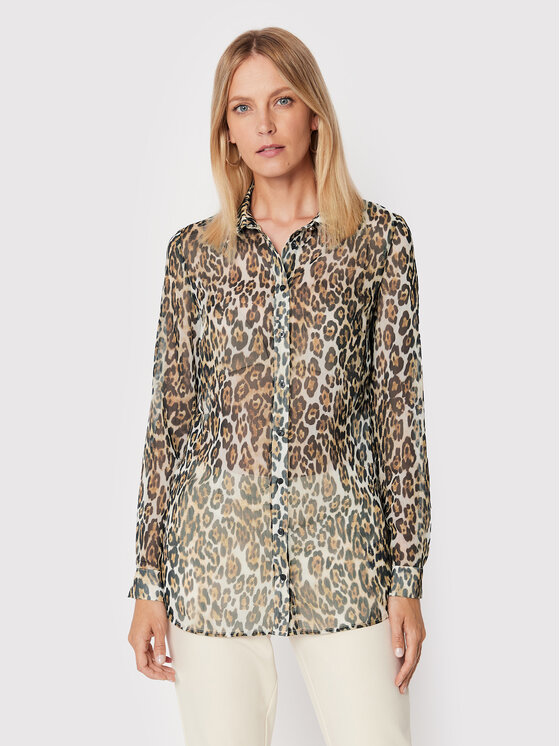 Guess Guess Marškiniai W2YH47 WEL02 Ruda Regular Fit