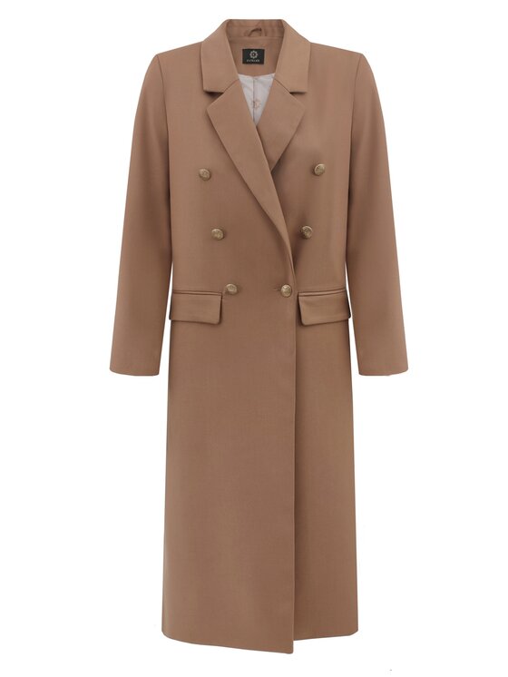 Entelier Entelier Trencz trencz dwurzędowy Beżowy Comfortable Fit