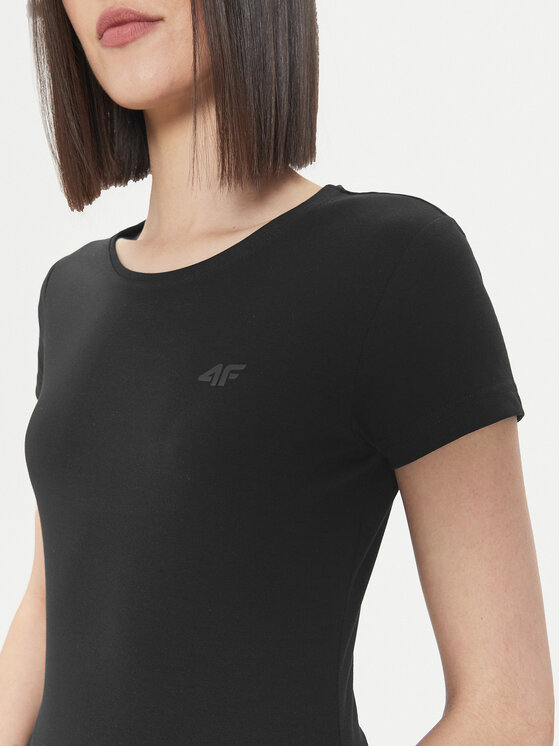 4F 4F Tričko 4FWSS24TTSHF1161 Čierna Slim Fit