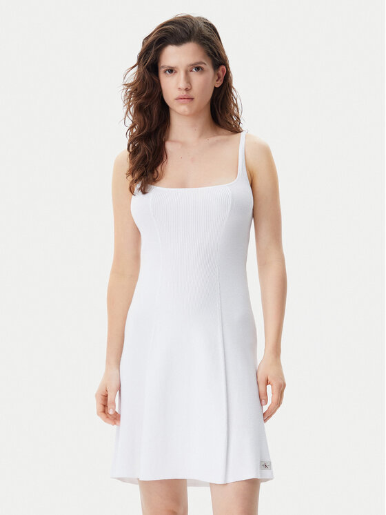 Calvin Klein Jeans Calvin Klein Jeans Rochie de zi J20J225269 Alb Slim Fit