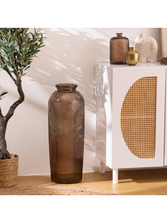 MIAhome MIAhome Wazon ze szkła z recyklingu ryflowany Luz 72 cm Brązowy