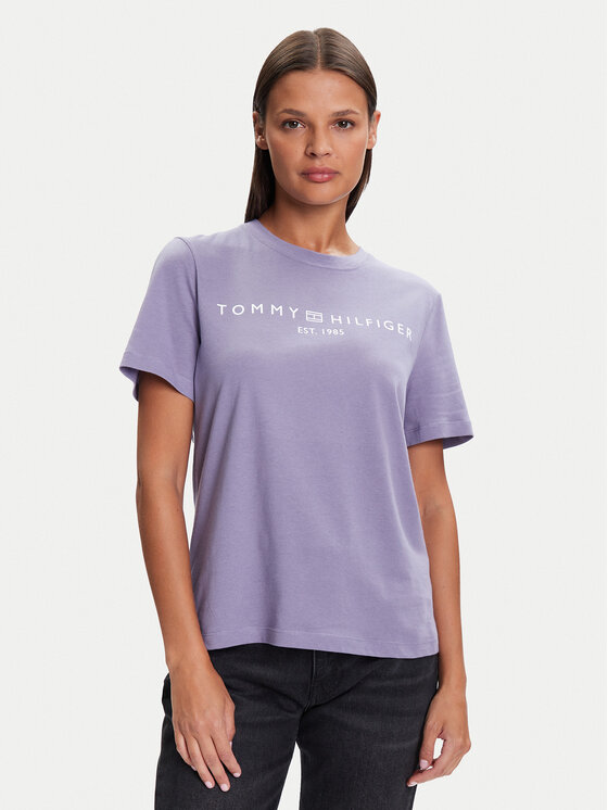Tommy Hilfiger Tommy Hilfiger Marškinėliai WW0WW40276 Violetinė Regular Fit