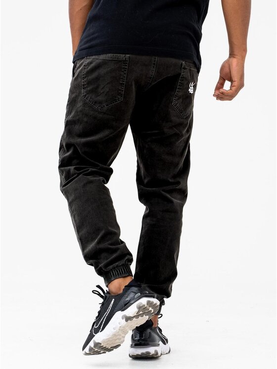 Jigga Wear Jigga Wear Joggery Spodnie Jeansowe Jogger Męskie ACIDWASH Ciemne Szare Jigga Wear Crown 5XL Szary Regular Fit