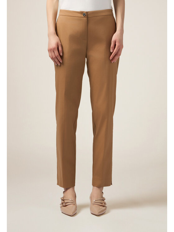 Oltre Oltre Spodnie materiałowe P066R008590N012 Brązowy Regular Fit