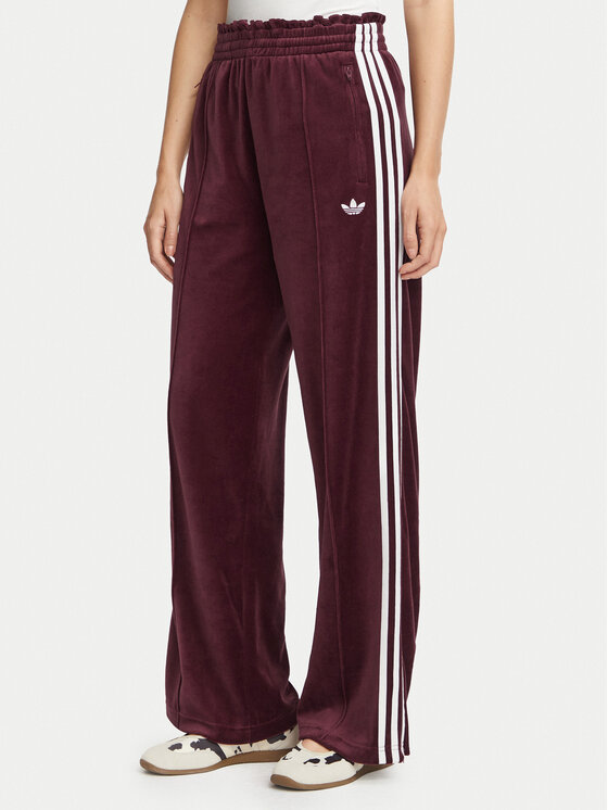 adidas Donji dio trenerke Velour LG4291 Tamnocrvena Loose Fit