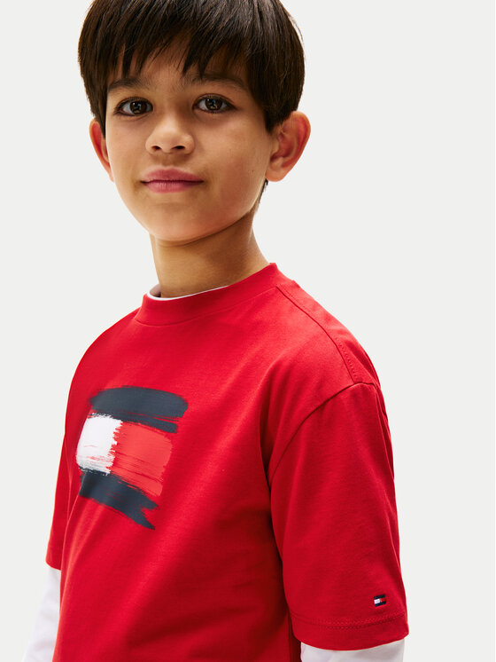 Tommy Hilfiger Tommy Hilfiger Tricou Flag Archive KB0KB10111 Roșu Regular Fit