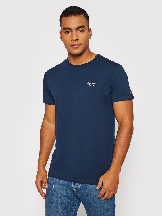 Pepe Jeans T-shirt Original Basic 3 N PM508212 Tamnoplava Slim Fit