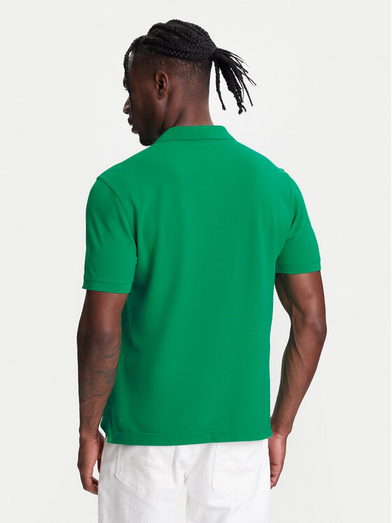 United Colors Of Benetton United Colors Of Benetton Тениска с яка и копчета 3089J3179 Зелен Regular Fit