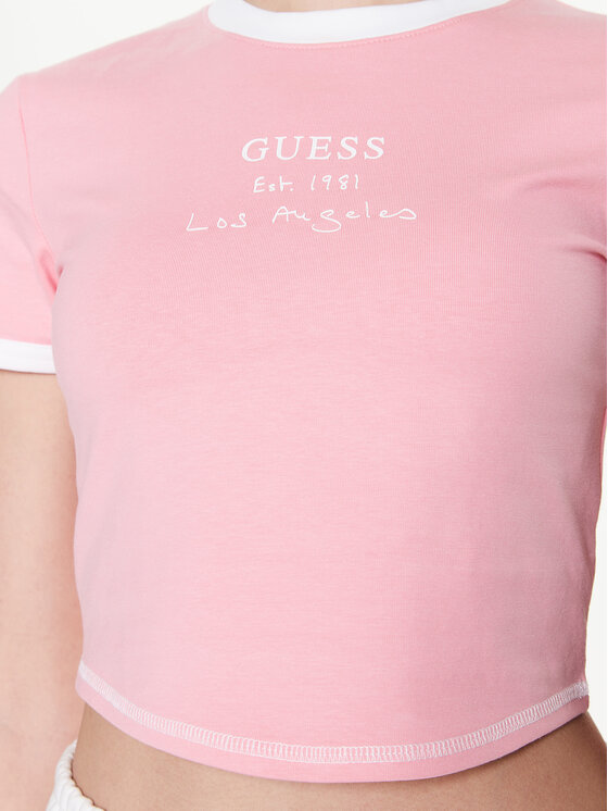 Guess Guess Футболка Signature V3GI02 KBNW0 Рожевий Slim Fit