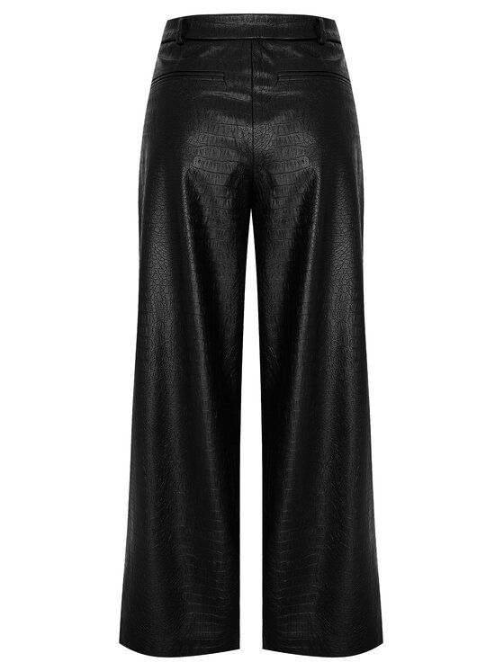 Magda Matyja Magda Matyja Spodnie skórzane SILVANA TROUSERS Czarny Relaxed Fit
