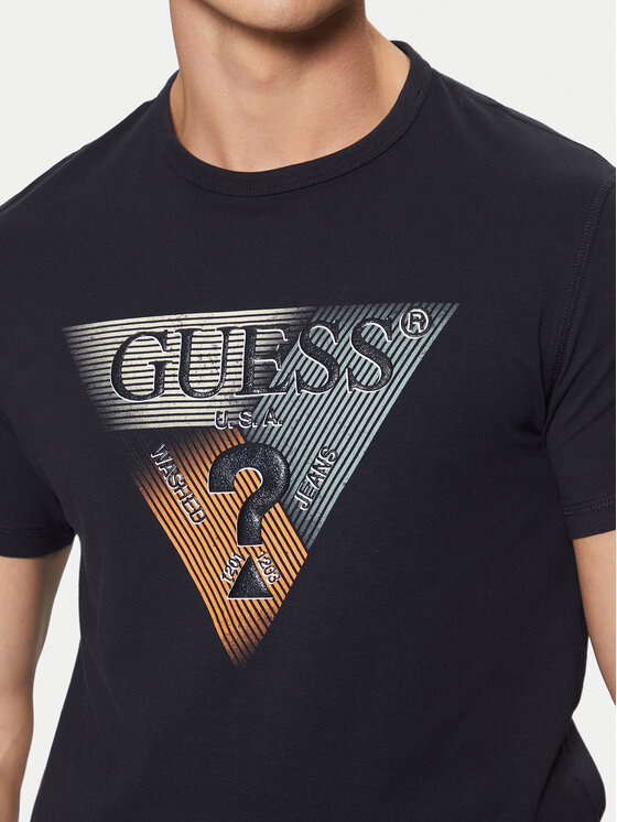Guess Guess T-krekls M5RI14 J1314 Tumši zils Slim Fit