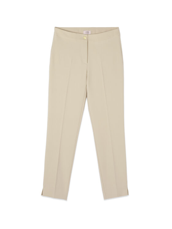 Oltre Oltre Spodnie materiałowe P046R008913N013 Kremowy Regular Fit